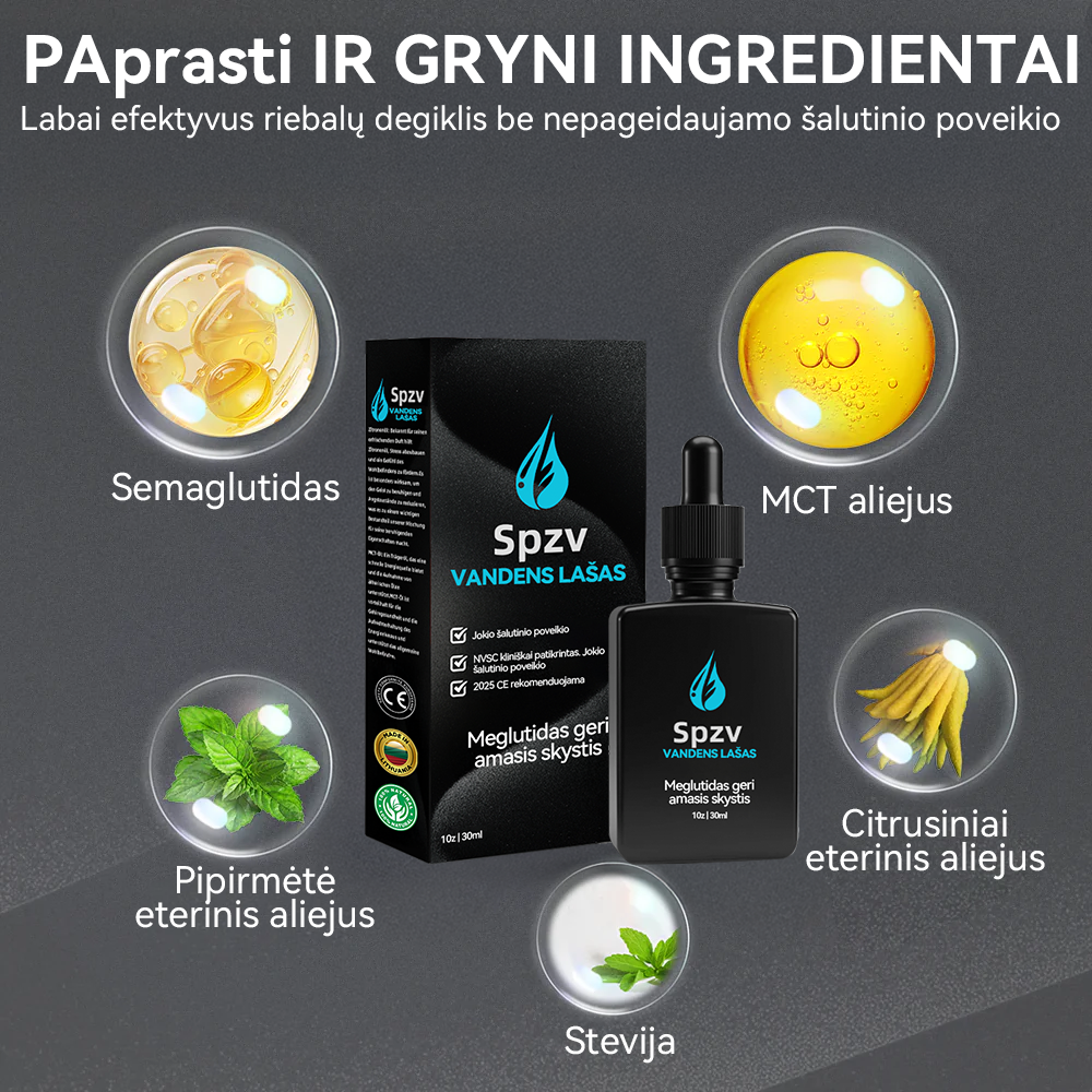 (✅Oficiali parduotuvė) 𝑺𝐩𝐳𝐯® 𝐌𝐞𝐠𝐥𝐮𝐭𝐢𝐝 geriamasis skystis💧 (Maistinio lygio riebalų deginimo produktas, sukurtas Vilniaus universiteto Medicinos fakultete)